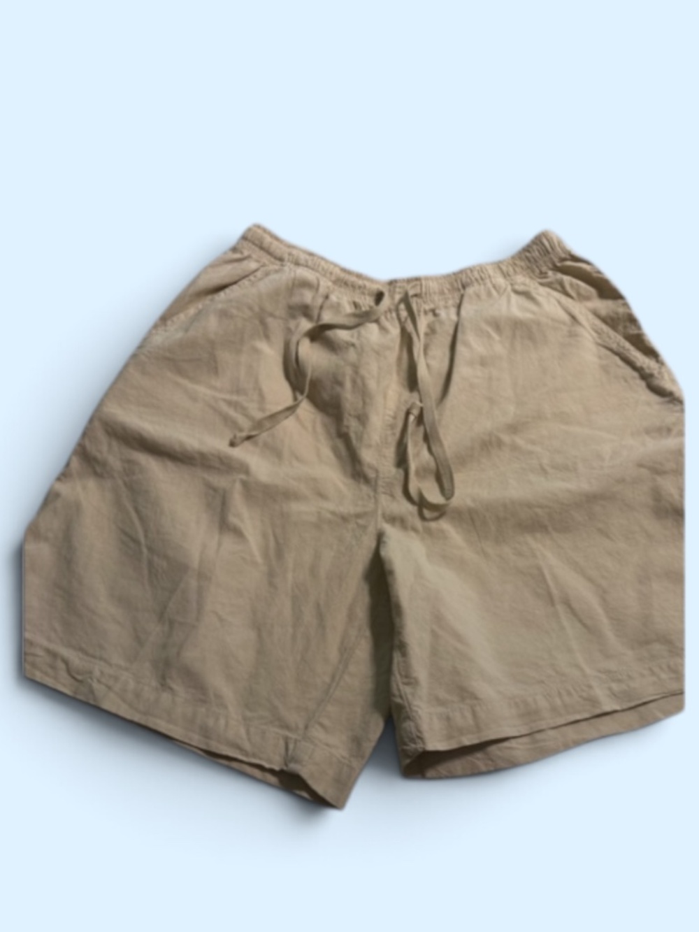ERICA TAN COTTON DRAWSTRING SHORTS, s. SMALL,,vintage